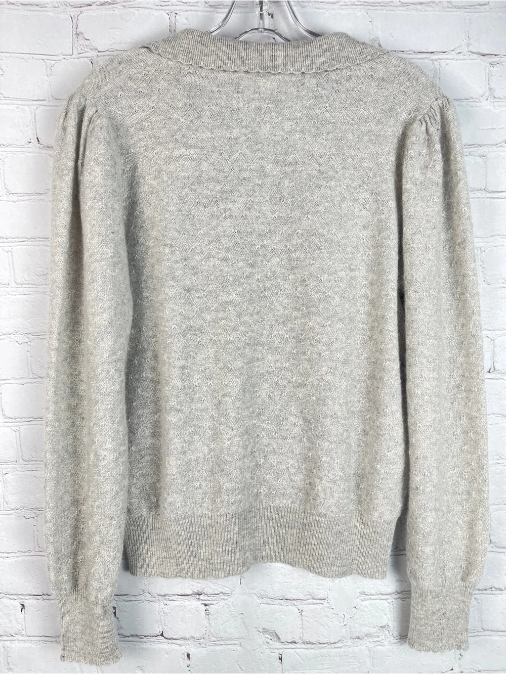 FRAME 100% cashmere soft light gray polo sweater, size L - Picture 3 of 16